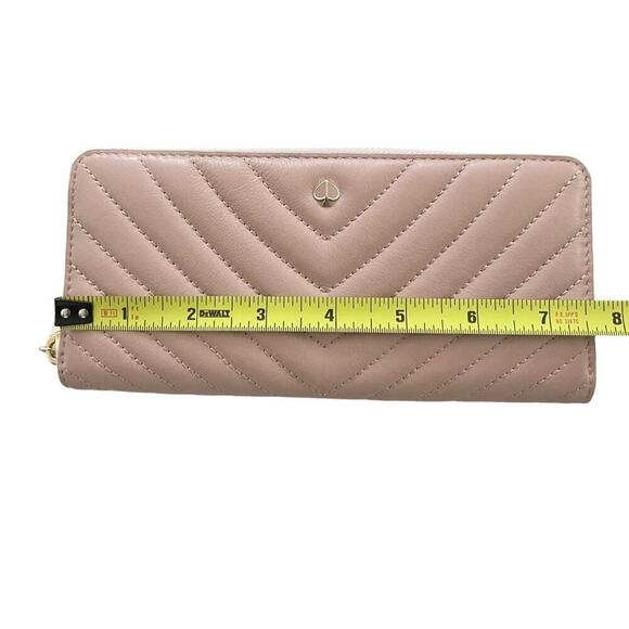 Kate Spade Amelia Slim Continental Lamb Leather Wallet in Pale Pink Zip Around - Picture 9 of 10